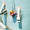 rope access maintenance work on the Ocean Rig owned semi-sub Eirik Raude currently working offshore Ghana.